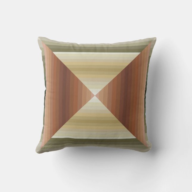 Colours Of Brown, Green And Tan Striped Pattern Ar Cushion (Back)