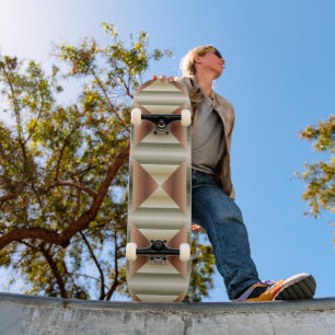 Colours Of Brown, Green And Tan Striped Pattern Ar Skateboard