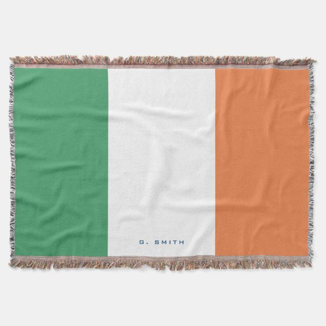 Colours of Ireland Flag Add Your Name Throw Blanket (Front)