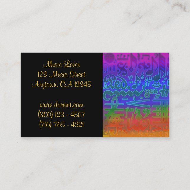 Colours of Music Business Card (Front)