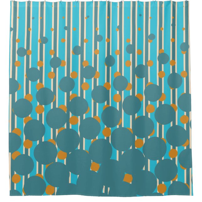 Colours of New Zealand in Turquoise and Orange Shower Curtain (Front)