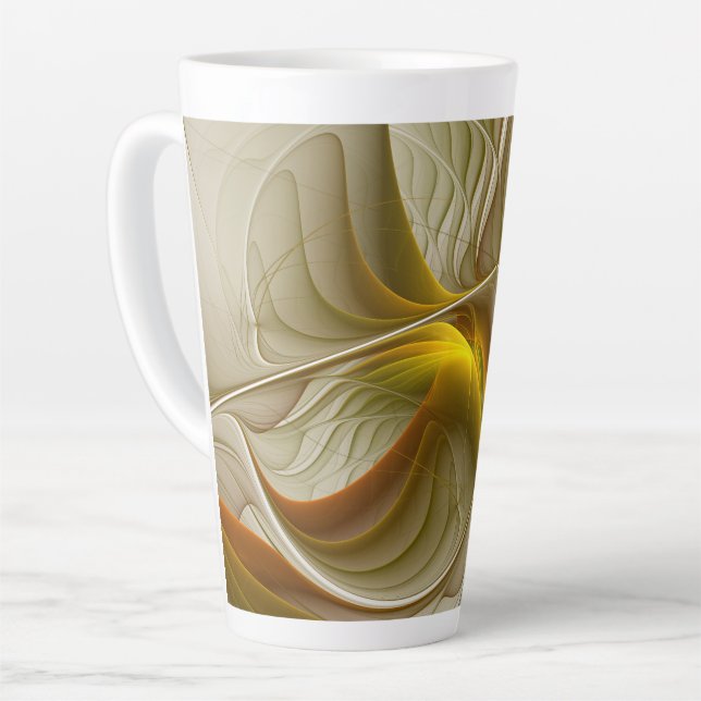 Colours of Precious Metals, Abstract Fractal Art Latte Mug (Left Angle)
