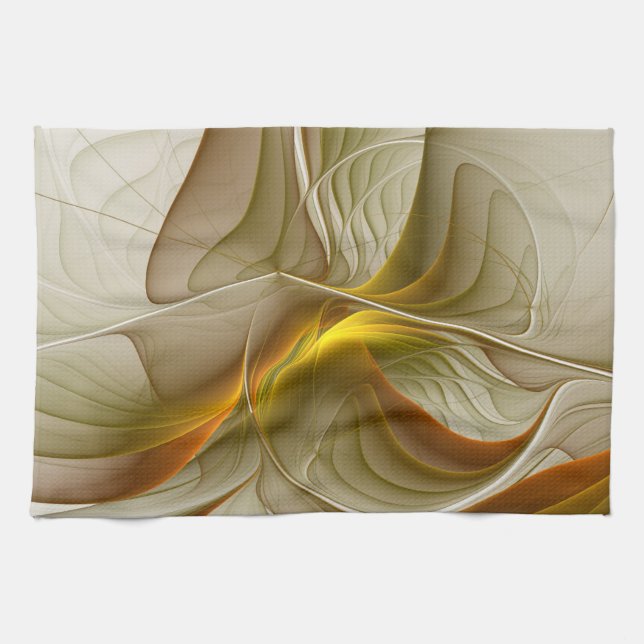 Colours of Precious Metals, Abstract Fractal Art Tea Towel (Horizontal)
