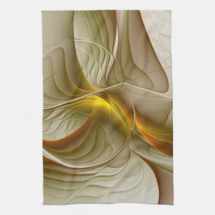 Colours of Precious Metals, Abstract Fractal Art Tea Towel