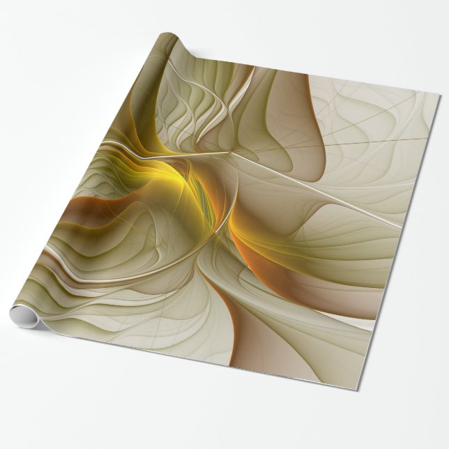Colours of Precious Metals, Abstract Fractal Art Wrapping Paper (Unrolled)