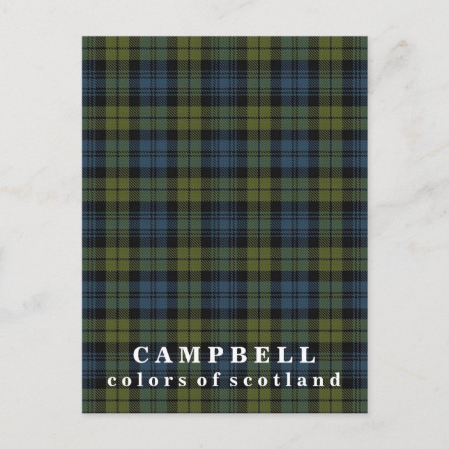 Colours of Scotland Campbell Tartan Postcard (Front)