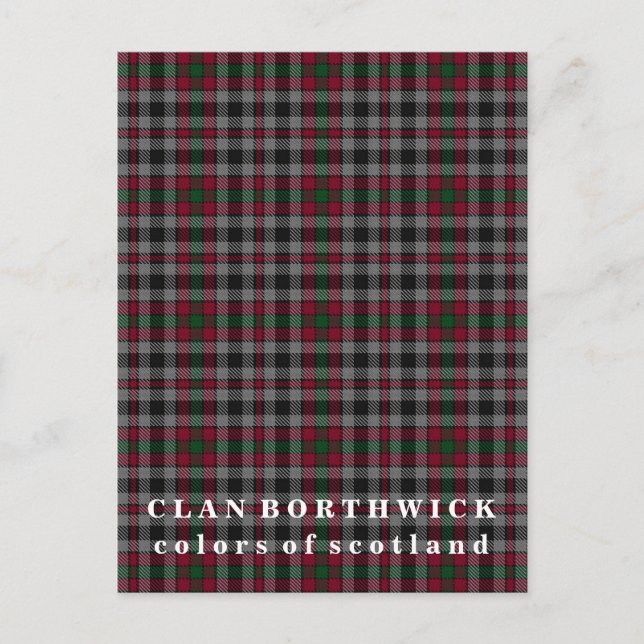 Colours of Scotland Clan Borthwick Tartan Postcard (Front)