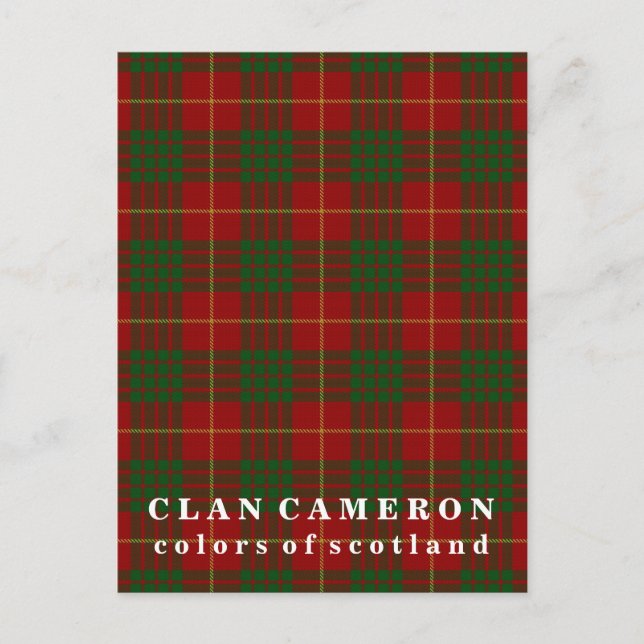 Colours of Scotland Clan Cameron Tartan Postcard (Front)