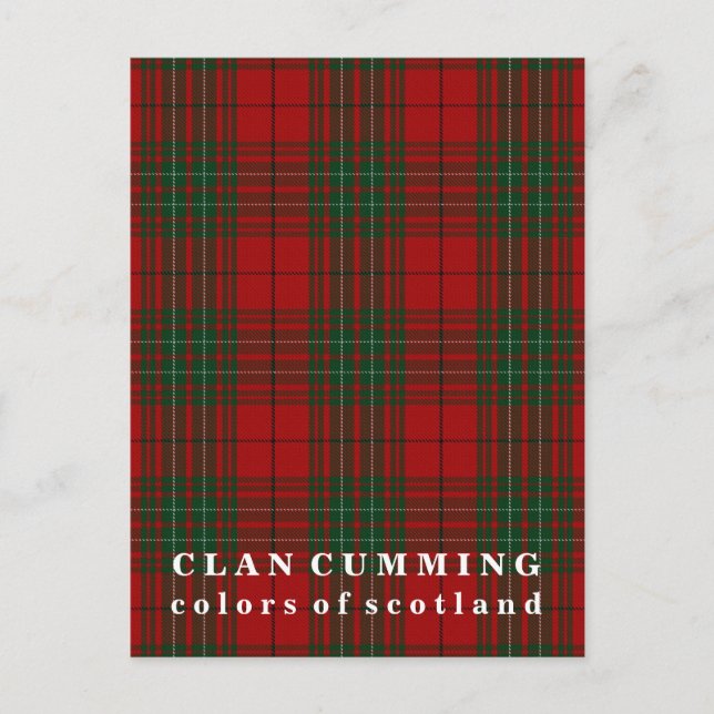 Colours of Scotland Clan Cumming Tartan Postcard (Front)