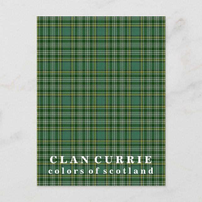 Colours of Scotland Clan Currie Tartan Postcard (Front)