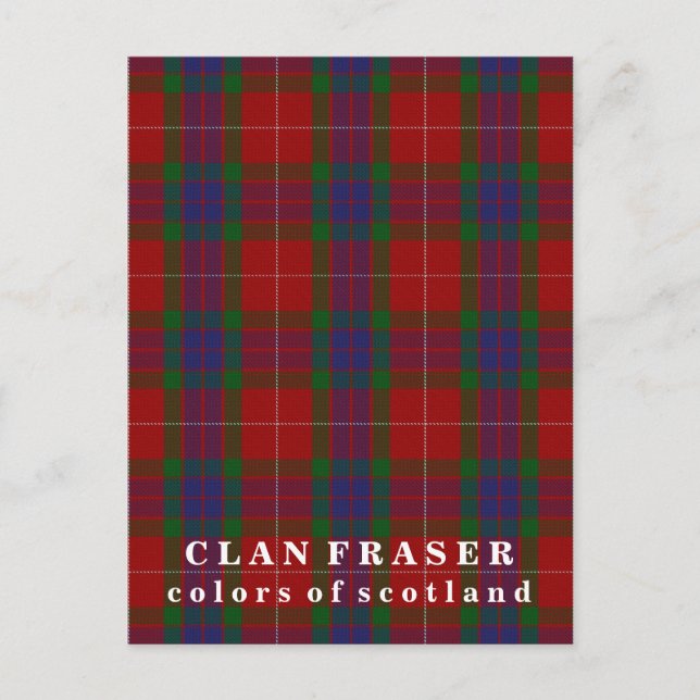 Colours of Scotland Clan Fraser Tartan Postcard (Front)