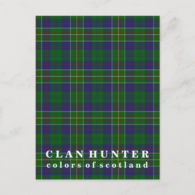 Colours of Scotland Clan Hunter Tartan Postcard (Front)