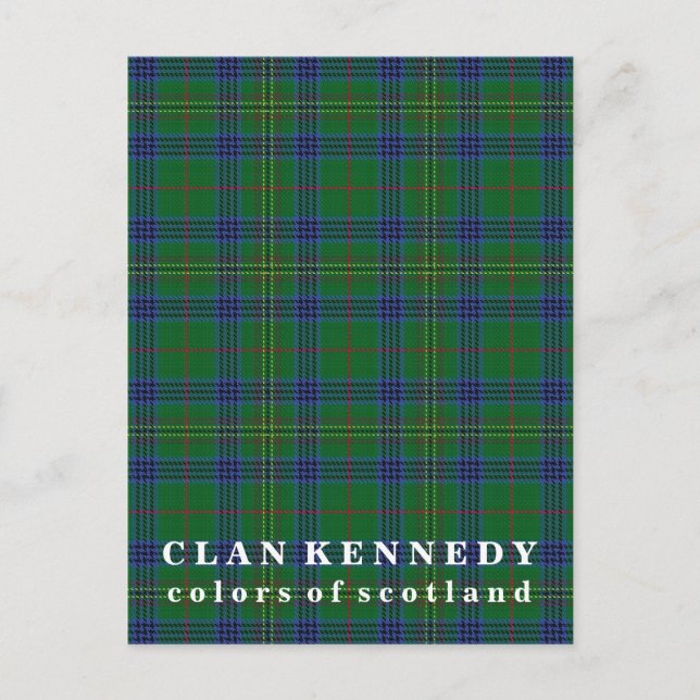 Colours of Scotland Clan Kennedy Tartan Postcard (Front)