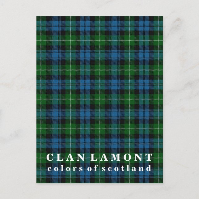 Colours of Scotland Clan Lamont Tartan Postcard (Front)