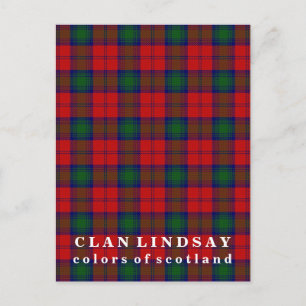 Colours of Scotland Clan Lindsay Tartan Postcard