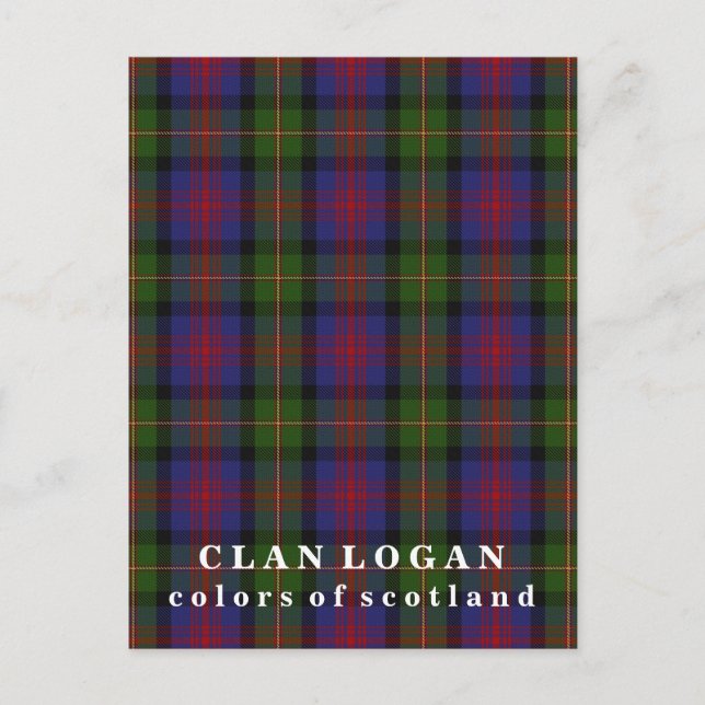 Colours of Scotland Clan Logan Tartan Postcard (Front)
