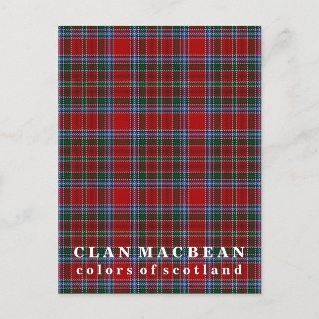 Colours of Scotland Clan MacBean Tartan Postcard (Front)