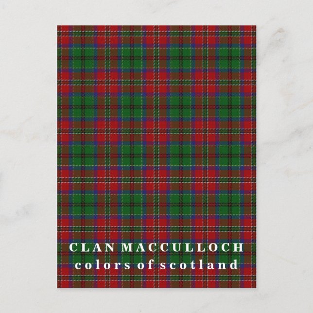 Colours of Scotland Clan MacCulloch Tartan Postcard (Front)