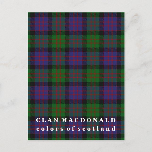 Colours of Scotland Clan MacDonald Tartan Postcard (Front)