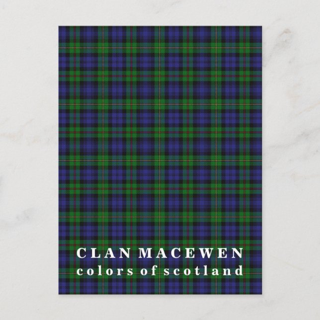 Colours of Scotland Clan MacEwen Tartan Postcard (Front)