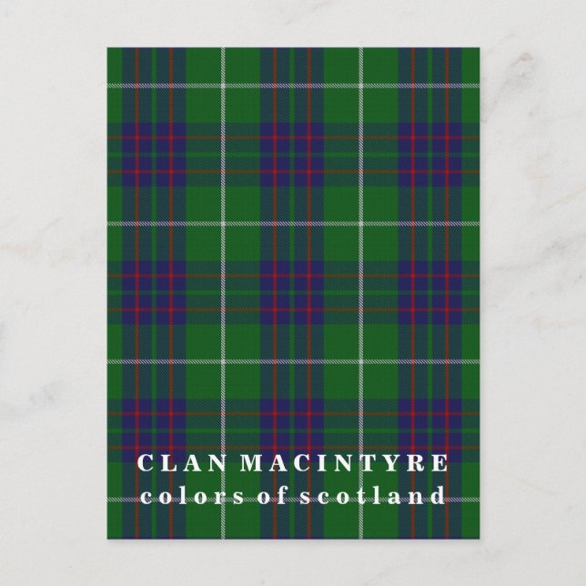 Colours of Scotland Clan MacIntyre Tartan Postcard (Front)