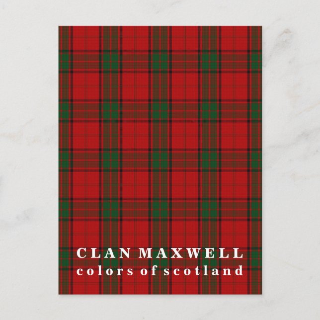 Colours of Scotland Clan Maxwell Tartan Postcard (Front)