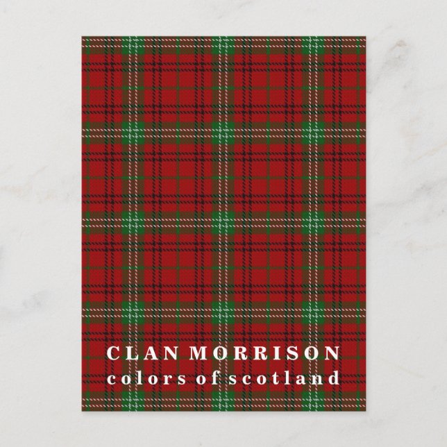 Colours of Scotland Clan Morrison Tartan Postcard (Front)
