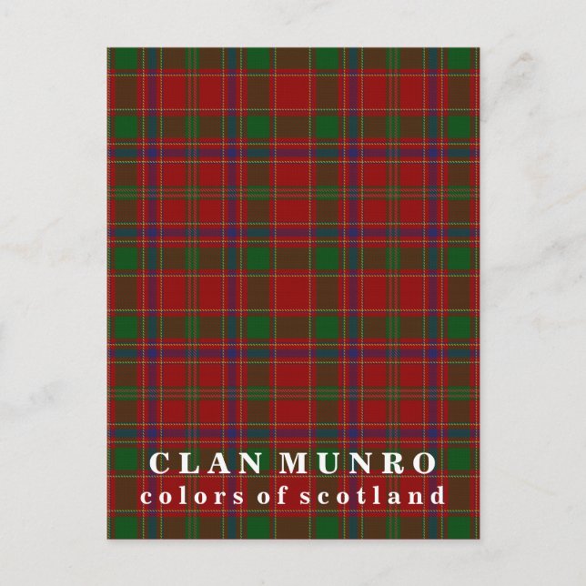Colours of Scotland Clan Munro Tartan Postcard (Front)
