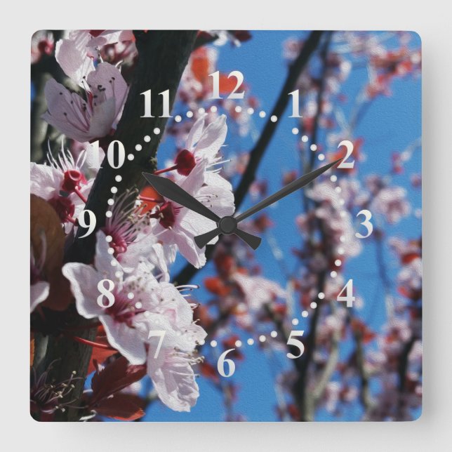 Colours of spring square wall clock (Front)
