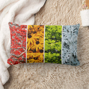 Colours of the Changing Seasons Quadriptych Lumbar Cushion