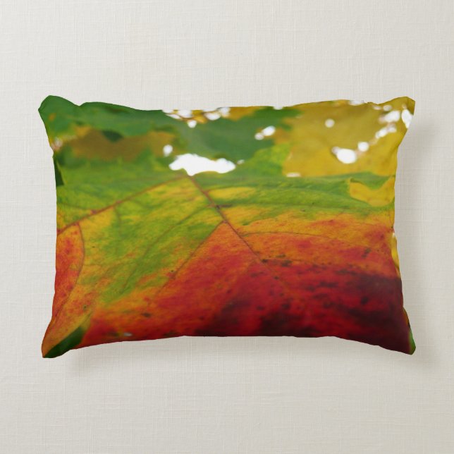 Colours of the Maple Leaf Autumn Nature Photograph Decorative Cushion (Front)