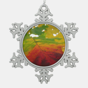 Colours of the Maple Leaf Autumn Nature Photograph Snowflake Pewter Christmas Ornament