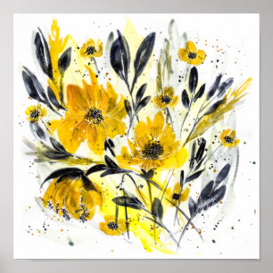 Colours of the Year Modern Watercolor Floral Poster