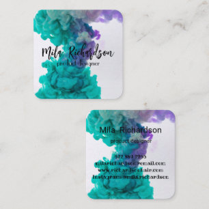 Colours spilled in water square business card