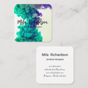 Colours spilled in water square business card