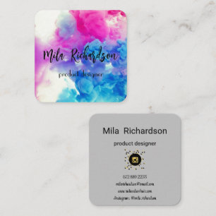 Colours spilled in water square business card