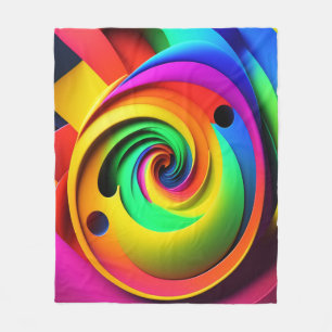 Colours Spiral Colourful 3D Abstract Geometric Fleece Blanket