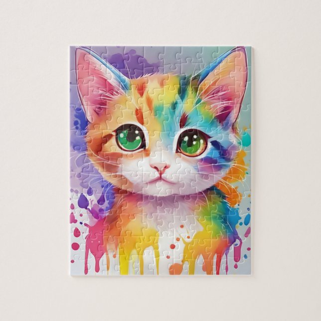 Colours Splash Watercolor Cat Jigsaw Puzzle (Vertical)