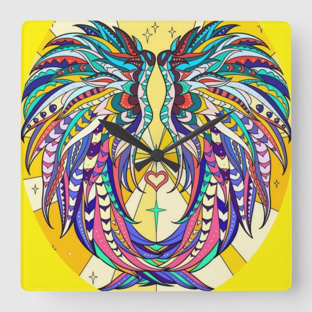 Colours Square Wall Clock (Front)