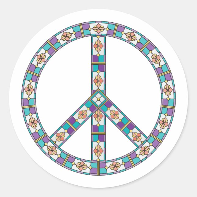 Colours stained glass isolated creative peace sign classic round sticker (Front)