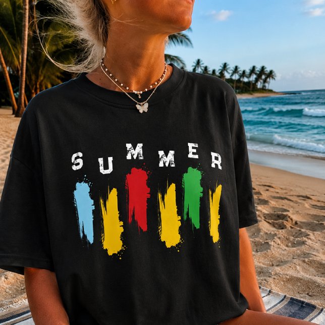 Colours Summer Vibes Graphic Tee Minimalist Tshirt (Creator Uploaded)
