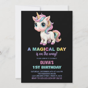 Colours Unicorn Birthday Invitations