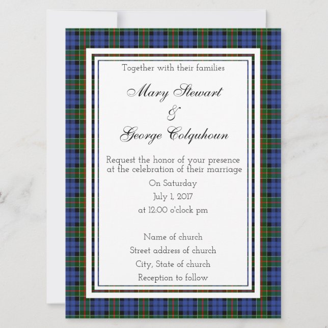 Colquhoun Scottish Wedding Invitation (Front)