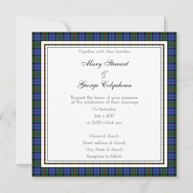 Colquhoun Scottish Wedding Square Invitation (Front)