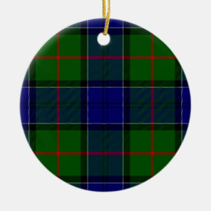 Colquhoun tartan blue green plaid ceramic tree decoration