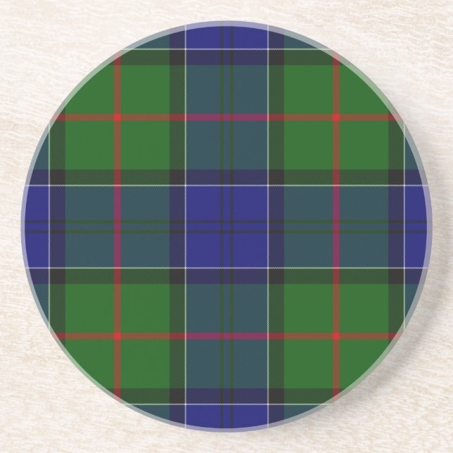 Colquhoun tartan blue green plaid coaster (Front)