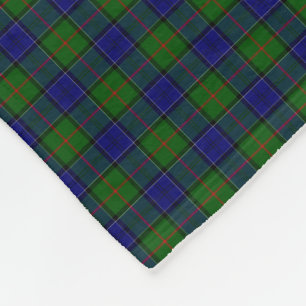 Colquhoun tartan blue green plaid fleece blanket