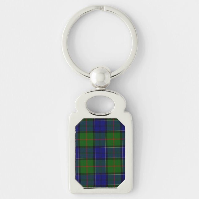 Colquhoun tartan blue green plaid key ring (Front)