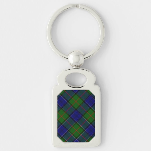 Colquhoun tartan blue green plaid key ring (Front)