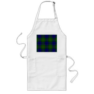 Colquhoun tartan blue green plaid long apron
